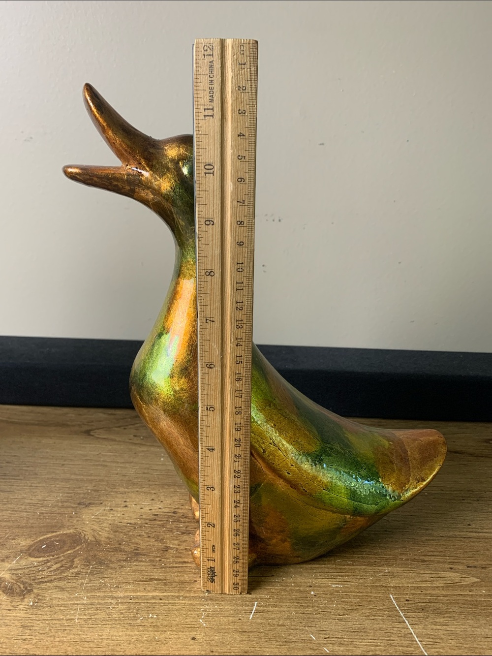 Vintage Iridescent Ceramic Duck Figures Brass Color MCM Unique HTF - Picture 11 of 14